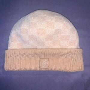 Louis Vuitton Cream and Tan Checkered Beanie